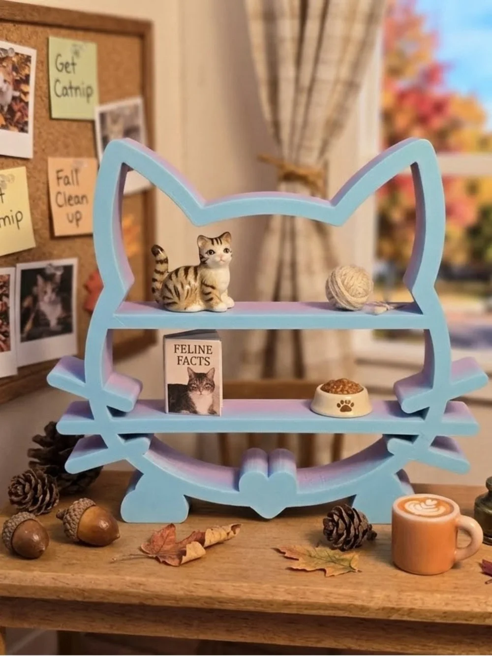 Pastel colored Cat-Shaped miniature wall or table top display shelf! New!
